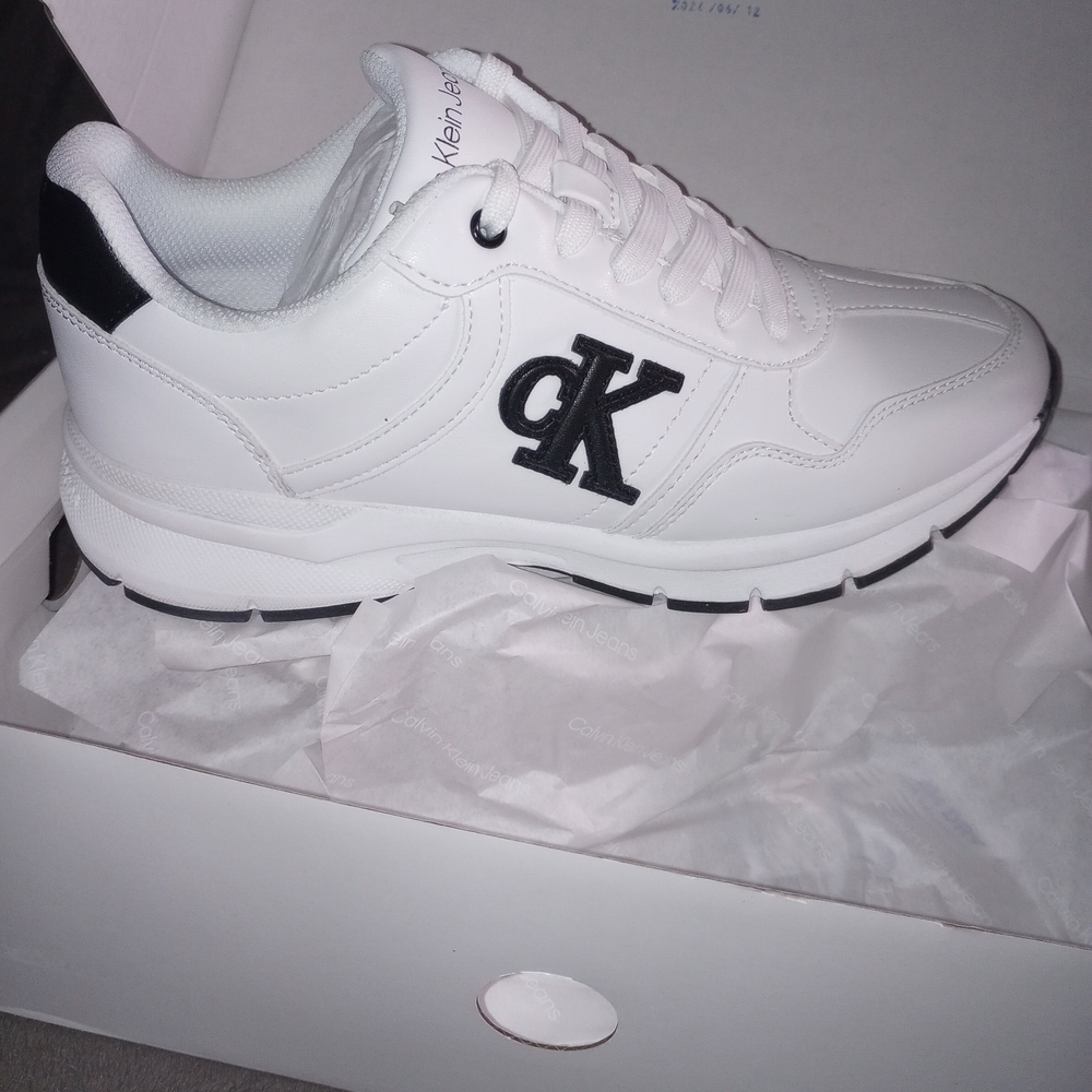 Calvin Klein White and Black Athletic Shoes